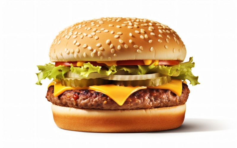 Bacon burger with beef patty, on white background 64 Illustration