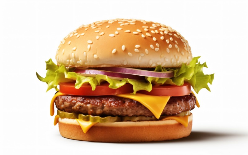 Bacon burger with beef patty, on white background 66 Illustration