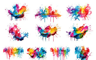 Colorful rainbow paint splash, alcohol ink splatter background