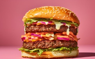 Hot hamburger, Bacon burger with beef patty 68