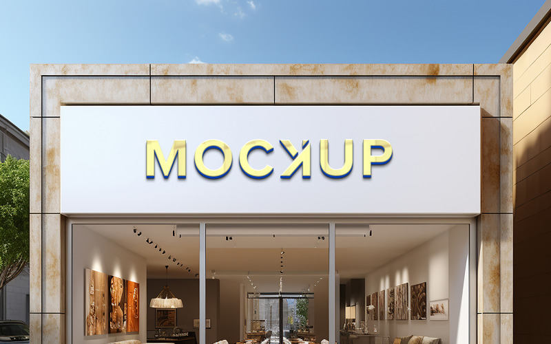 Logo shop sign 3d mockup realistic white store Logo mockup shop Product Mockup