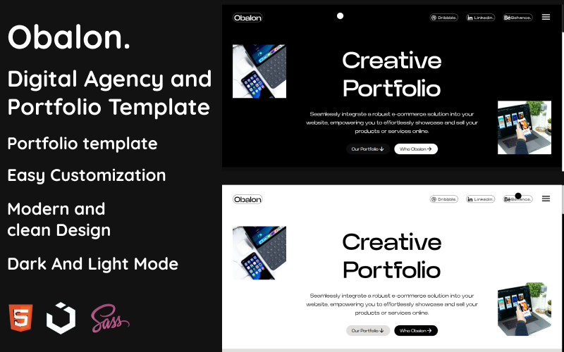 Obalon - Digital Agency and Portfolio Template Website Template