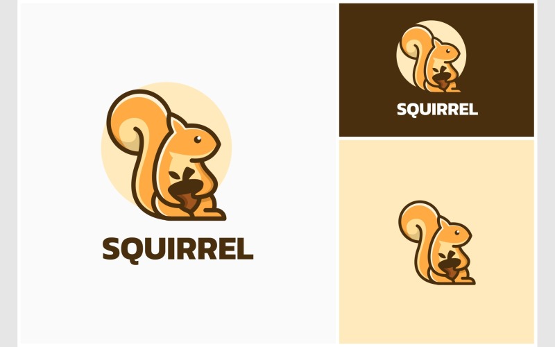 Squirrel Acorn Mascot Cartoon Logo Logo Template