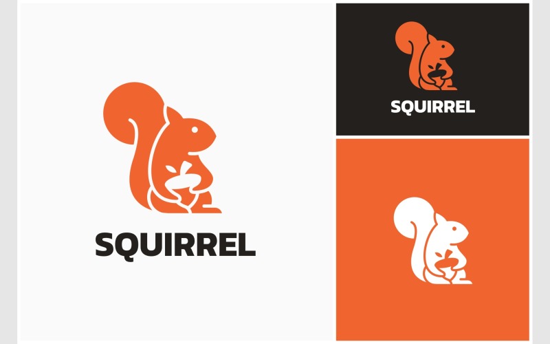 Squirrel Chipmunk Acorn Flat Logo Logo Template