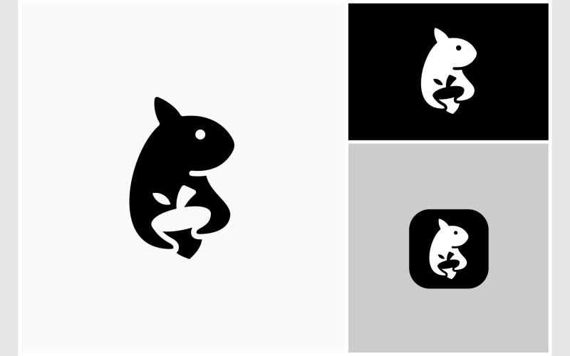 Squirrel Chipmunk Acorn Logo Logo Template