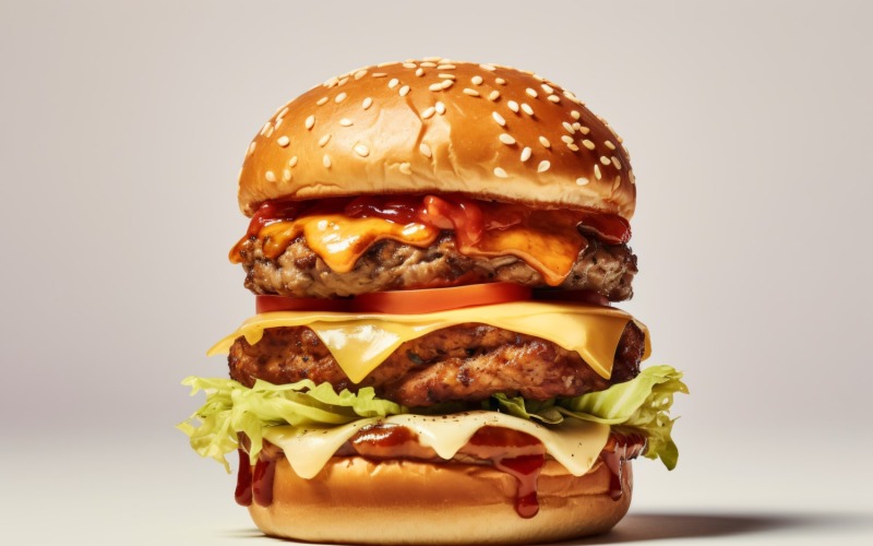 Tasty grilled Feta beef burger, on white background 70 Illustration