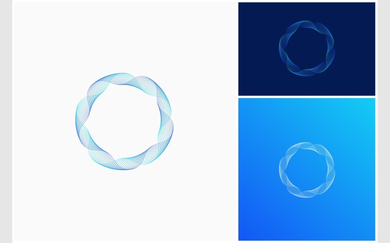 Abstract Circular Wavy Line Logo Logo Template
