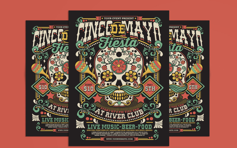 Cinco De Mayo Fiesta Flyer Poster Template Corporate Identity