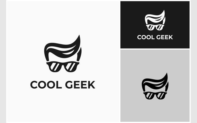 Cool Geek Boy Glasses Logo Logo Template