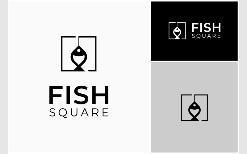 Fish Fishing Square Simple Logo Logo Template