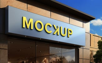 Front view store sign mockup