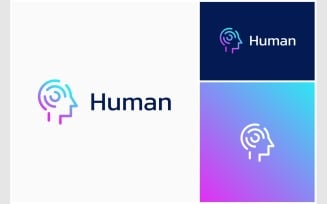 Human Mind Science Technology Modern Logo