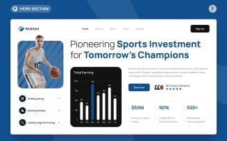 Kickvest - Sport Investment Hero Section Figma Template
