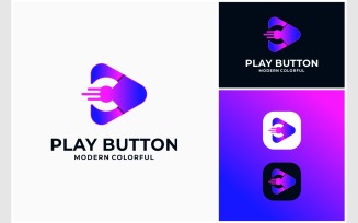 Letter C Play Button Fast Logo
