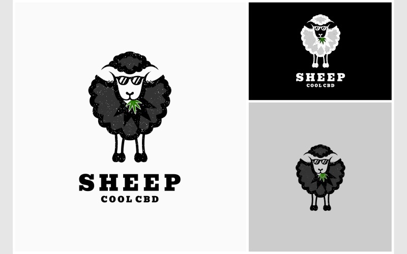 Sheep CBD Cool Silhouette Logo Logo Template