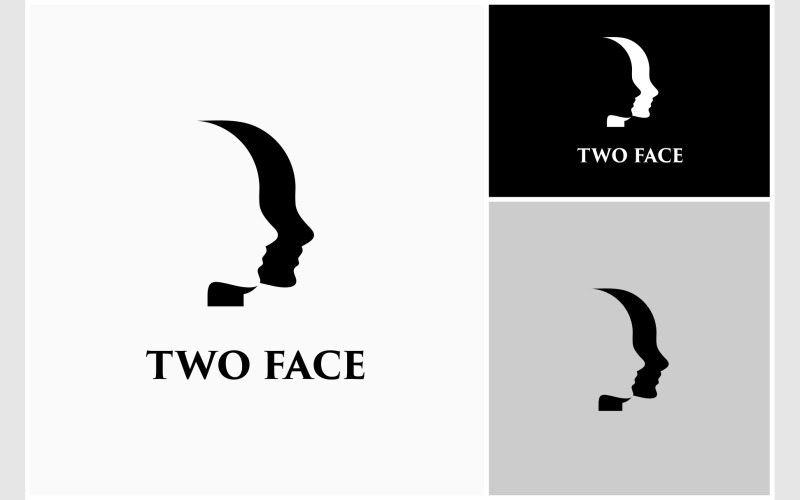 Two Face Human Silhouette Logo Logo Template