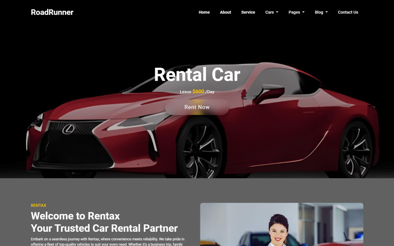 RoadRunner | Car Rental HTML Template Website Template