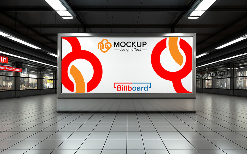 Billboard mockup in subway or metro station psd Product Mockup