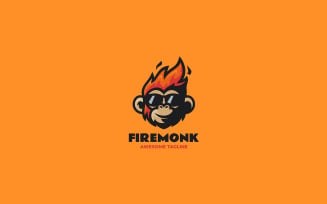 Fire Monkey Mascot Cartoon Logo