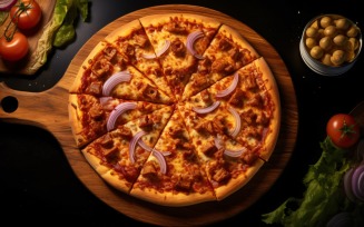 Flatlay Realistic BBQ Chicken Pizza 40