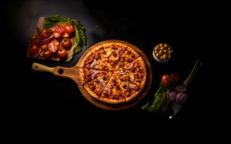 Flatlay Realistic Pepperoni Pizza 25