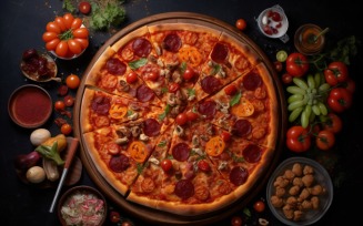 Flatlay Realistic pepperoni pizza 35