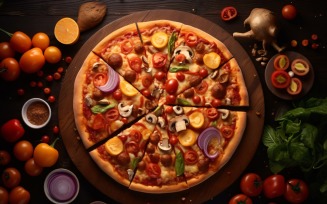 Flatlay Realistic Veggie Pizza 24