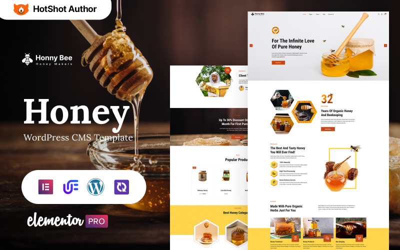 Honnybee - Honey Store And Honey Farm WordPress Elementor Theme WordPress Theme