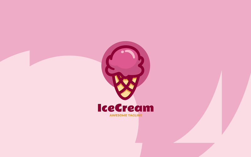 Strawberry Ice Cream Simple Mascot Logo Logo Template