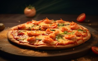 A pizza with shrimps on it 28