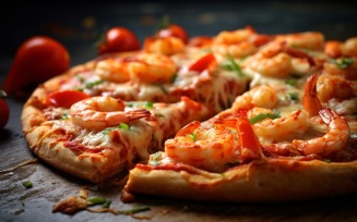 A pizza with shrimps on it 31