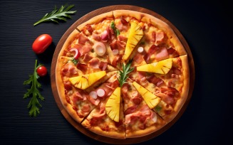 Flatlay Realistic Hawaiian Pizza 63