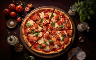 Flatlay Realistic margherita pizza 67