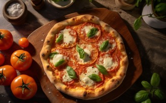 Flatlay Realistic margherita pizza 68