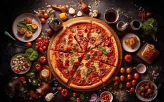 Flatlay Realistic Pepperoni Pizza 52