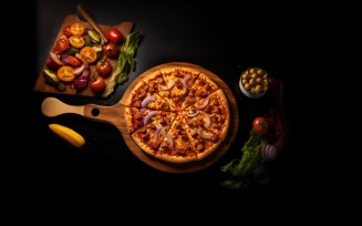 Flatlay Realistic pepperoni pizza 57