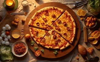 Flatlay Realistic pepperoni pizza 60