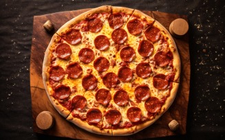 Flatlay Realistic Pepperoni Pizza 74