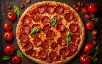 Flatlay Realistic Pepperoni Pizza 75