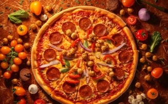 Flatlay Realistic Pepperoni Pizza 79