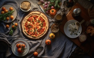 Flatlay Realistic Pepperoni Pizza 87