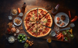 Flatlay Realistic Pepperoni Pizza 89