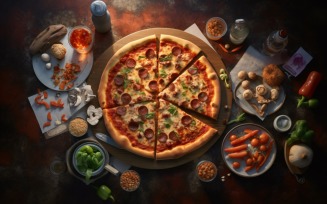 Flatlay Realistic Pepperoni Pizza 90