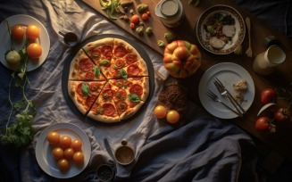 Flatlay Realistic Pepperoni Pizza 91