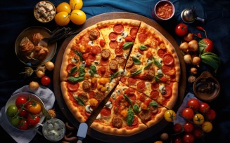 Flatlay Realistic Pepperoni Pizza 92