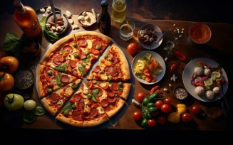 Flatlay Realistic Pepperoni Pizza 94