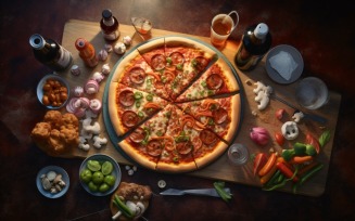 Flatlay Realistic Pepperoni Pizza 96