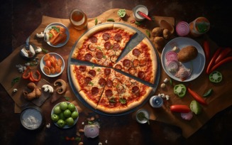 Flatlay Realistic Pepperoni Pizza 99