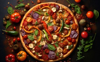 Flatlay Realistic Veggie Pizza 100