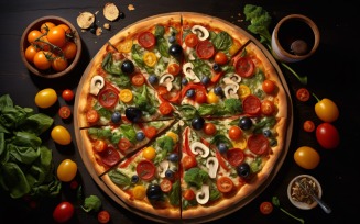 Flatlay Realistic Veggie Pizza 102
